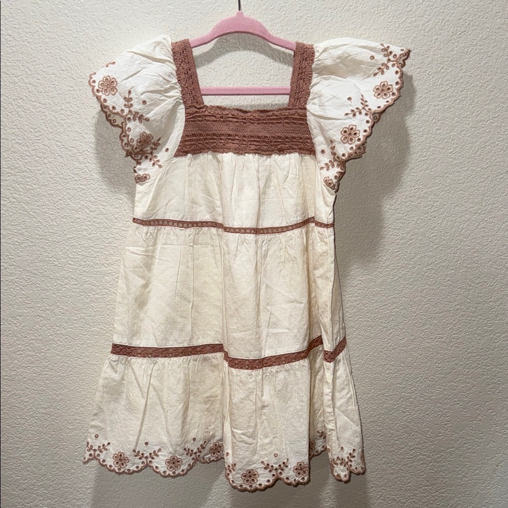 Zara Kids Cream and Brown Casual Dress